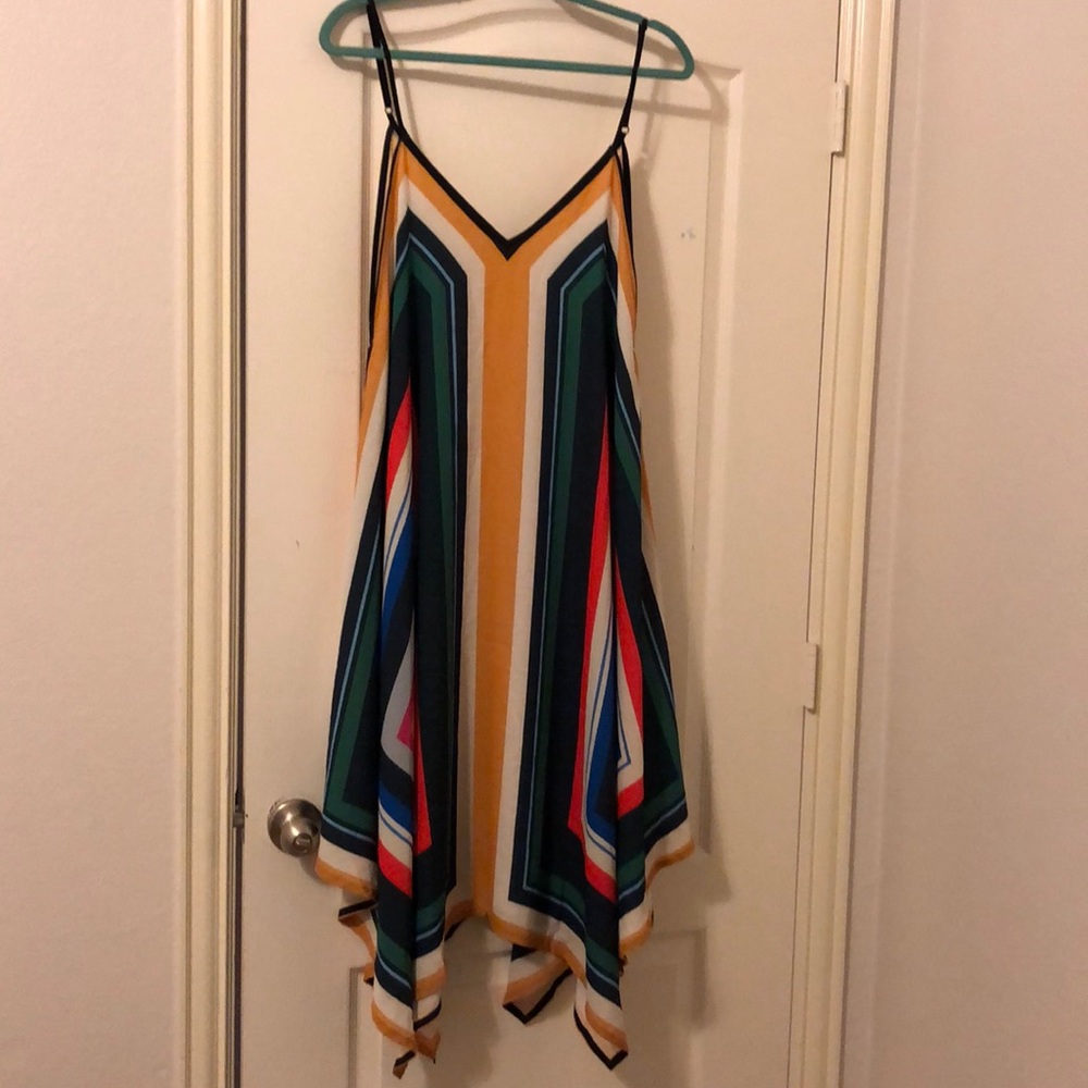 Spaghetti strap multicolored handkerchief dress